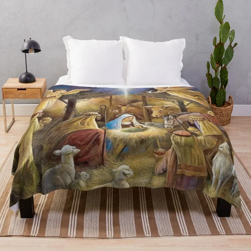 

Christian Christmas Nativity Throw Blanket Multi-Purpose Decorative Throw Flannels blankets ands Blankets