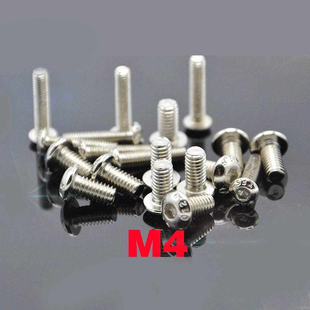 M4 x 5 6 8 10 12 14 16 18 20 25 40mm White Nickel Plated 12.9 Grade Alloy Steel Hex Allen Socket Button Head Screw DIY Model