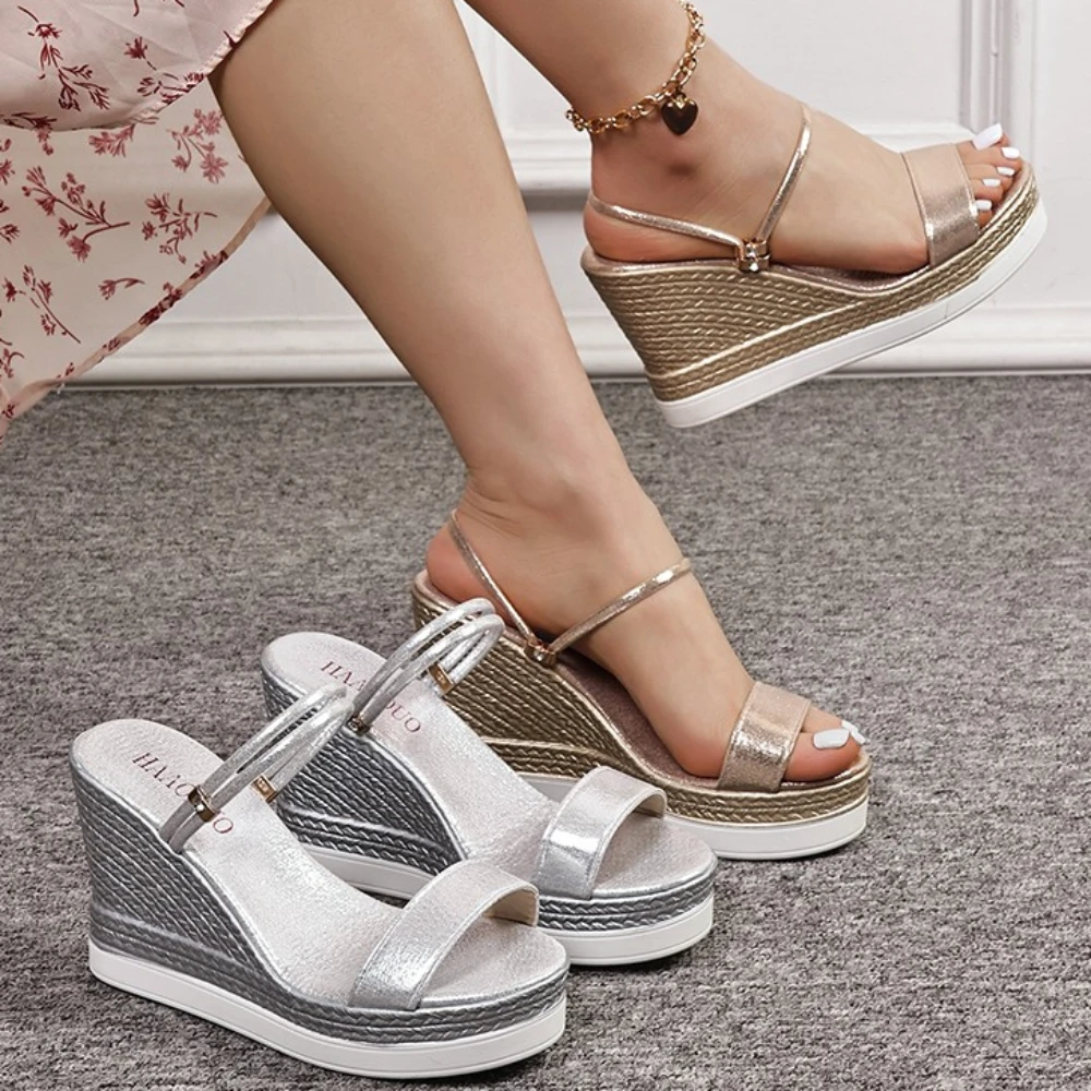 

Women Summer Wedge Heel Sandals Designer Platform Sandals Strap Open Toe Chunky Bottom Casual Shoes 2024 Heels Women Sandalias