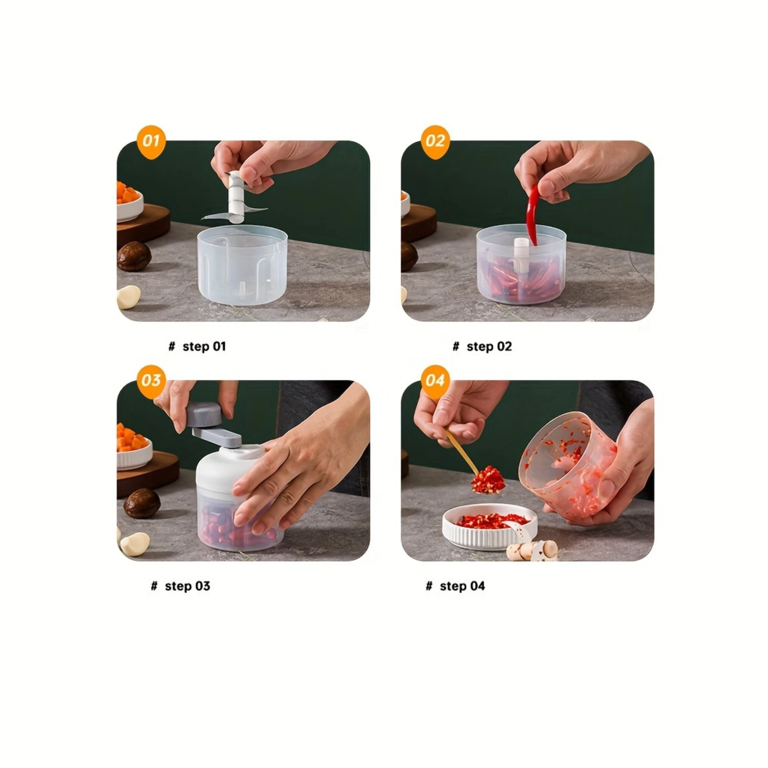 2개 수동 마늘 프레스 및 야채 다지기 - 다기능 과일 분쇄기 - 간편한 식사 준비를 위한 플라스틱 주방 도구, 없음