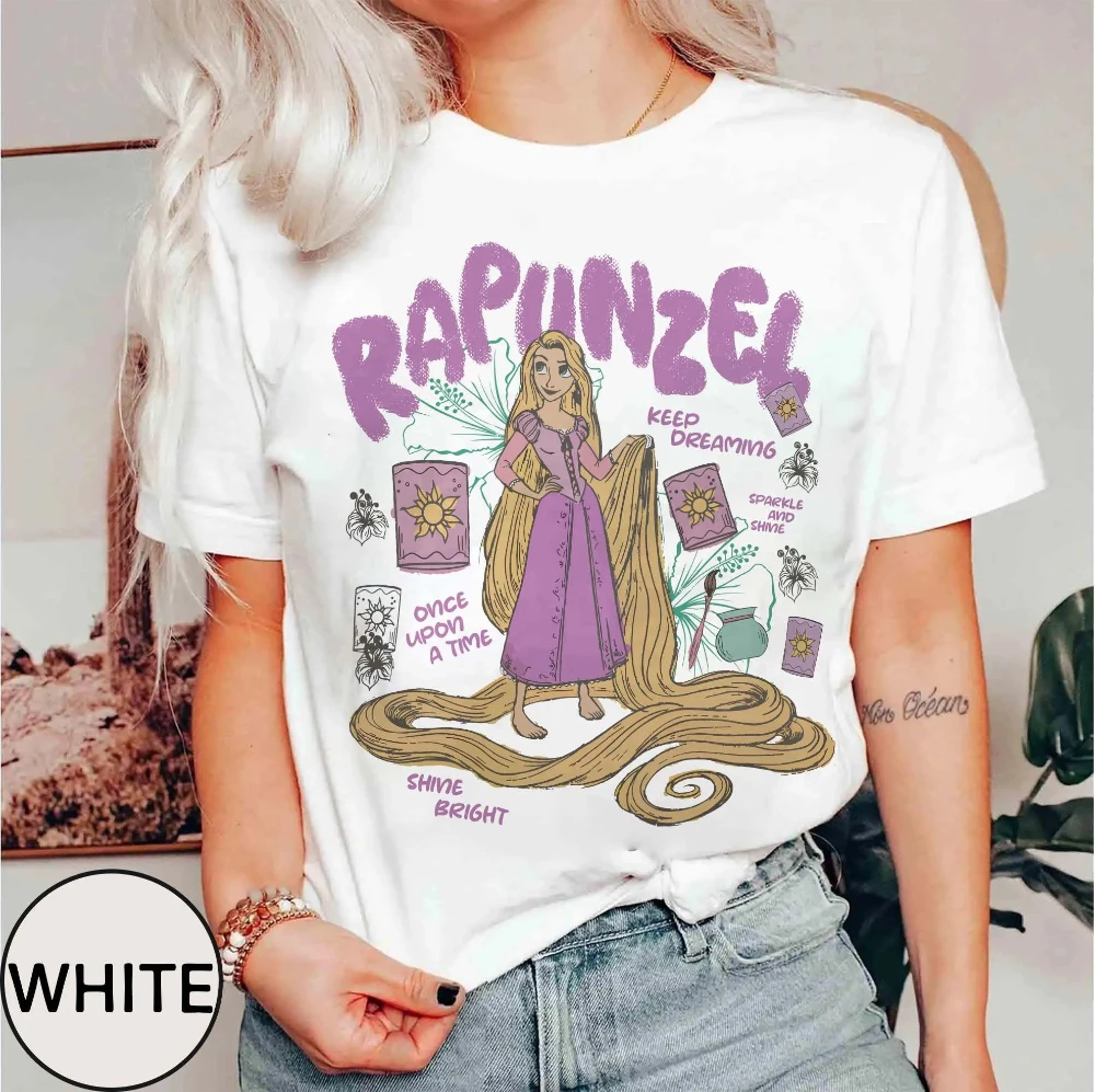 

Ретро кокетка Диснея Рапунцель Принцесса Солнце Фонарь Акварельная рубашка, Disney Tangled Make Your Dreams Come True, футболка Pascal