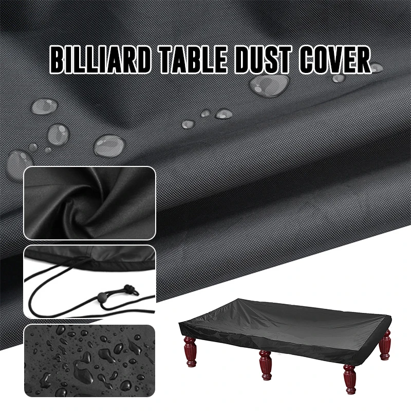 Heavy Duty Waterproof Billiard Table Dust Cover Protector Furniture Cover Black Snooker & Billiard Accessories