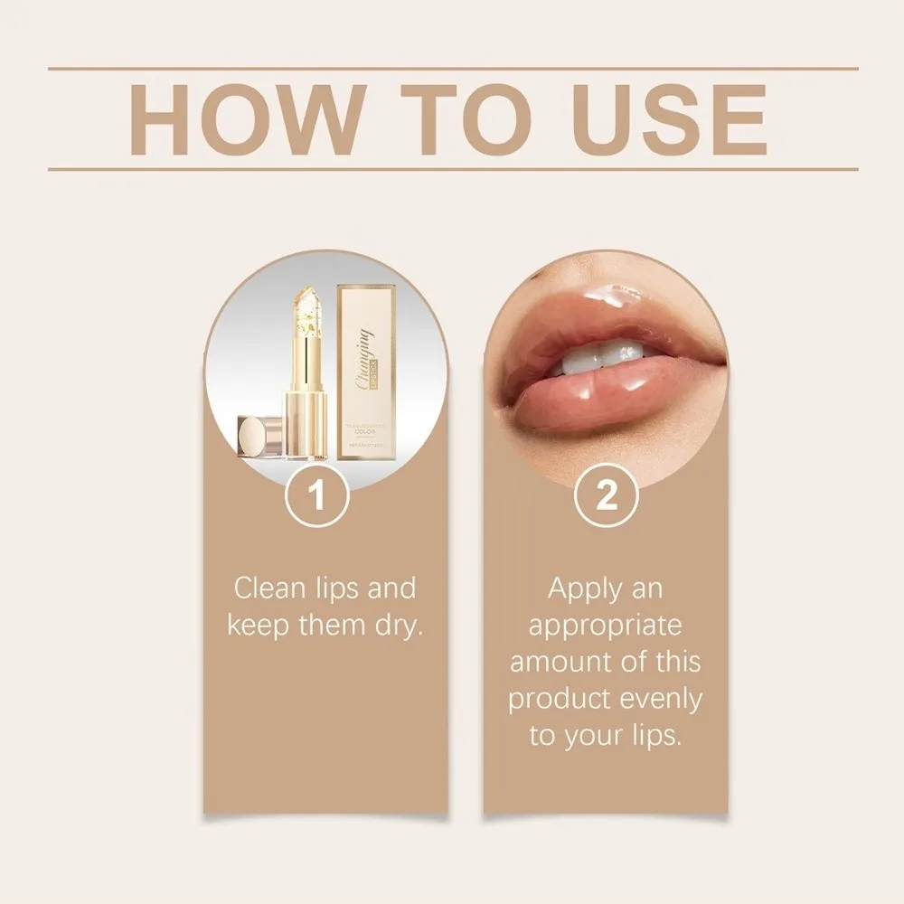 Clear to Pink Colour Changing Lipstick Glossy Finish Long-lasting Moisturizing Color Shift Lip PH Adjusting Transfer Proof
