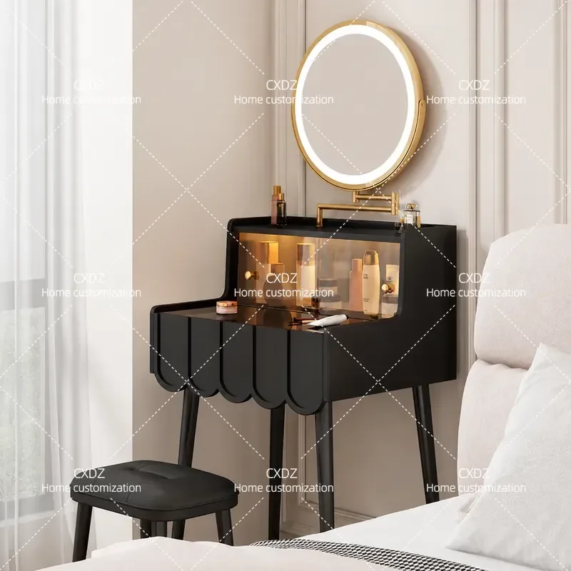 French Cream Style Dresser Simple Modern Light Luxury Small Mini Makeup Table Super Narrow 50cm 60cm for Bedroom
