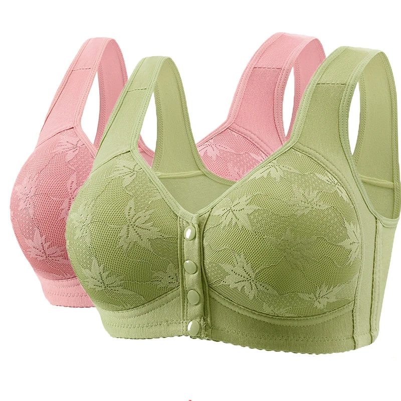 Adjustable Button Closure Bra Seamless Soft Fabric Supportive Plus Size Bra Women Stretchable Front Closure Bra for Post-Surgery