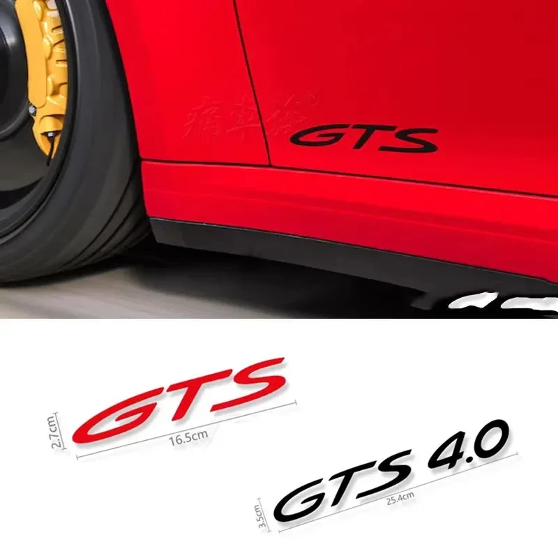 Autocollant d'insigne d'emblème de carrosserie GTS 4.0, style de voiture, broderie Porsche, Cayman, Panamera, Macan 911, Carrera 4S, Targa Turbo 718, 928, 2 pièces