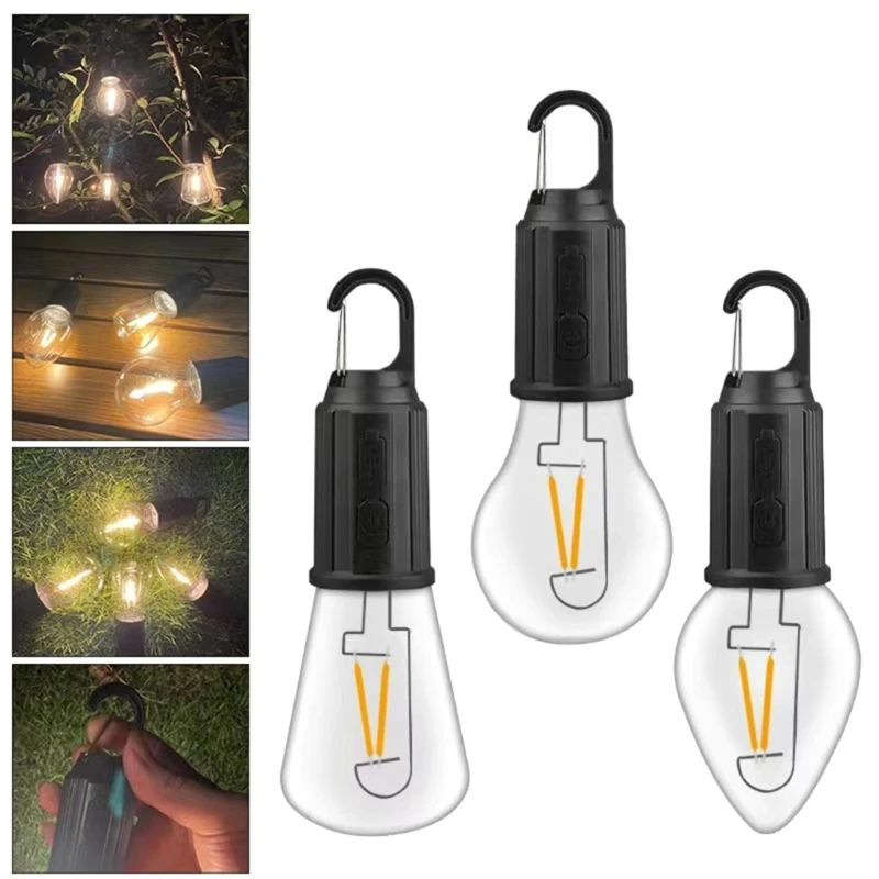 Lámpara Camping Estanca Linterna con Gancho 3 Modos Luz Recargables Exterior 69HD