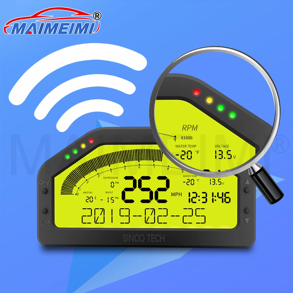 

New LCD Digital 9 in1 Multi-Function Gauge Car Dashboard Tachometer LED Gauge Full Sensor Kit Car Meter Rally Gauge DO904