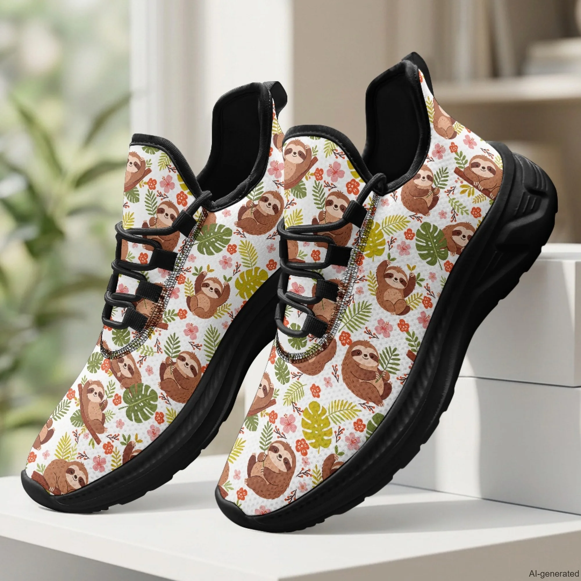 XIXIRIMIDO Womens Walking Shoes Nurse Shoes Nurse Sneakers Sloth Print Tenis Masculino De Corrida Barefoot Shoes 35-48