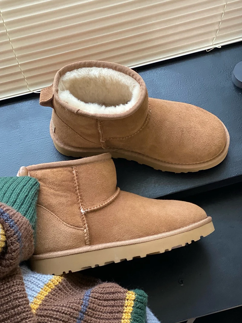 2025 شتاء جديد كلاسيكي الترا منصة صغيرة أحذية بوت قصيرة مع الفراء والفراء التكامل جلد طبيعي حذاء الثلج عالي الرقبة دافئ للنساء #3