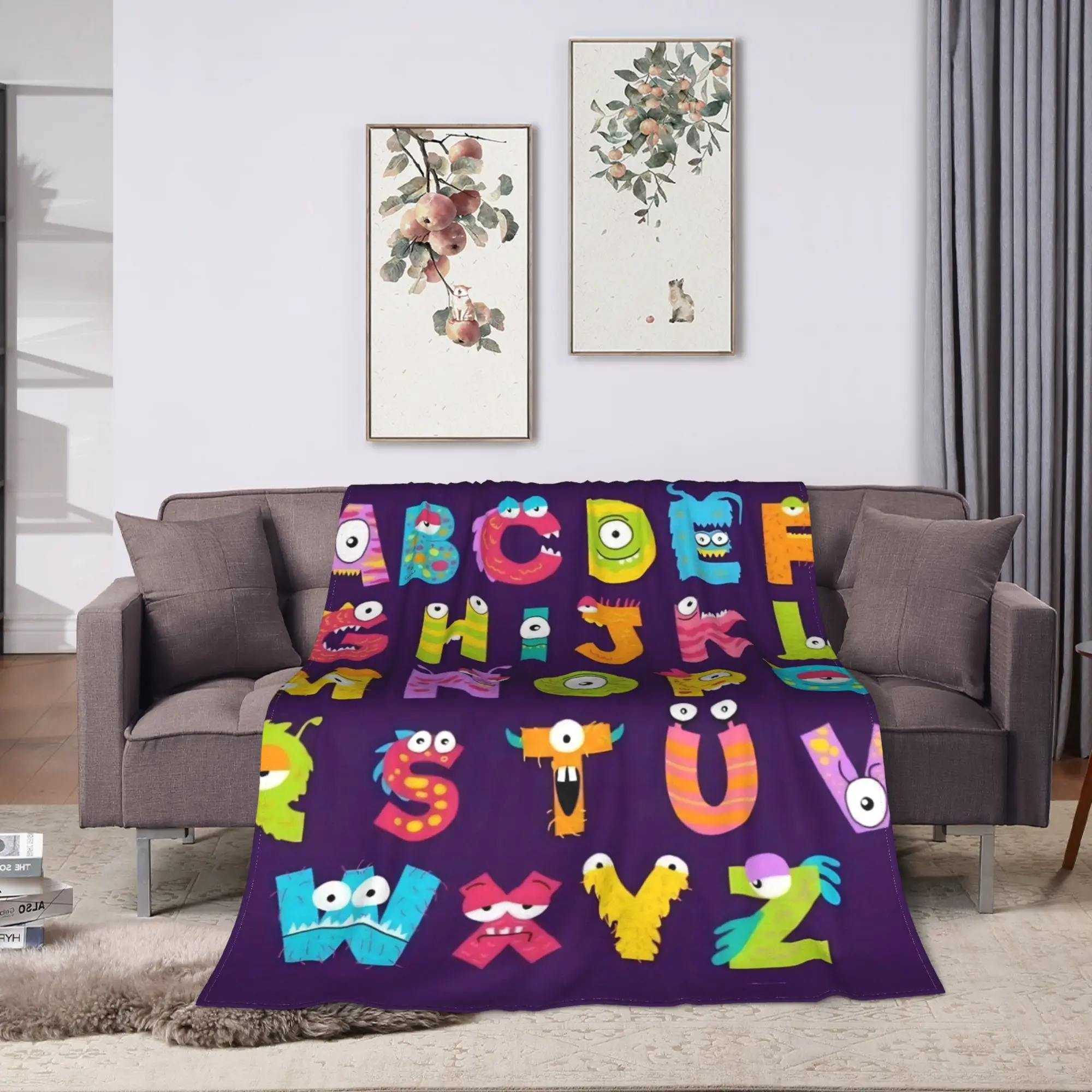 Alphabet Lore English Letter ABC  Blanket  Camping Flannel Bedding Throws For Couch Bed Super Soft Design Quality Bedspread