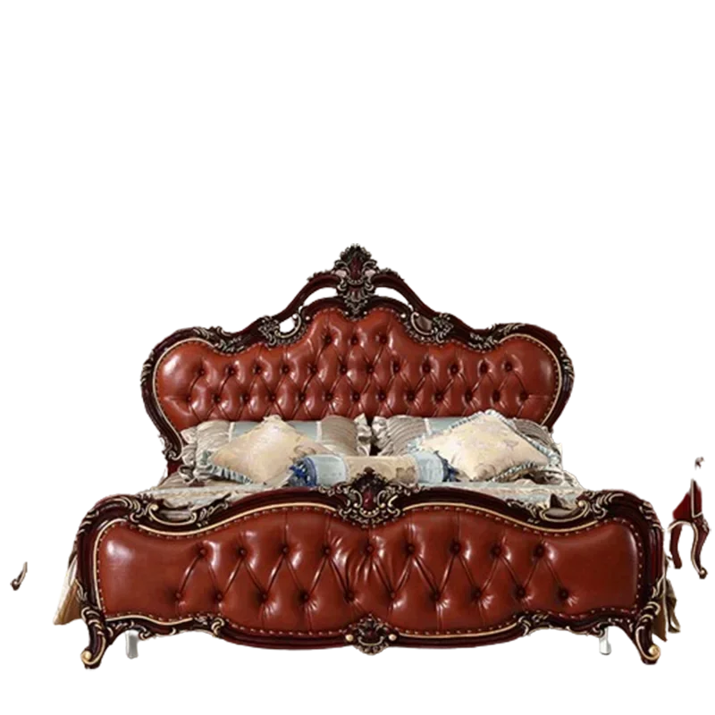 

Master Villa Luxury Bed European Princess Leather Headboard King Size Bed Human Bedding Modern Muebles Para Dormitorio