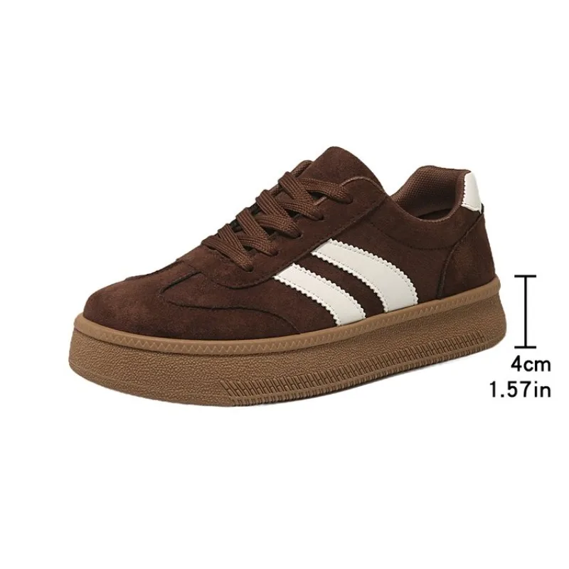 Damen-Sneaker aus Wildleder mit dicker Sohle, rutschfest, atmungsaktiv, zum Schnüren, Low-Top, All-Match, für den täglichen Gebrauch, Outdoor, Freizeit, Wanderschuhe – Detail 4