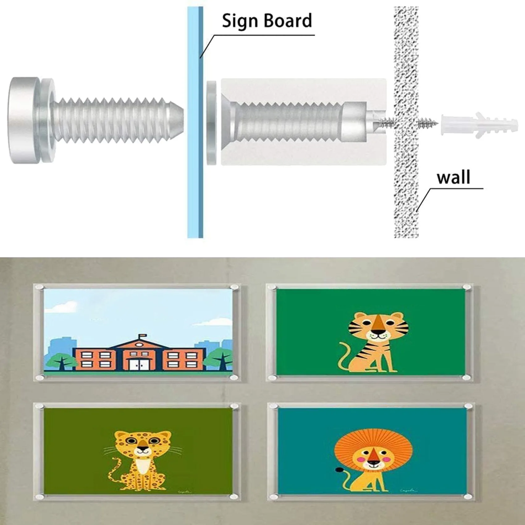 

B03C-72 Packs Advertising Screws Standoff Mounts Glass Acrylic Nail Mounts Screws For Displaying Acrylic Board And Signage
