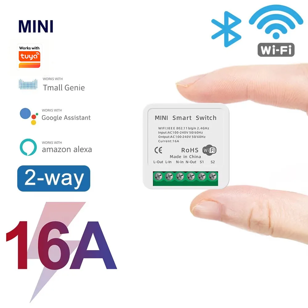 16A WLAN Smart Switch DIY Drahtlos Kompatibel mit Tuya Smart Life APP Smart Home Alexa Yandex Alice Schalter Zweiwege-Sprachsteuerung