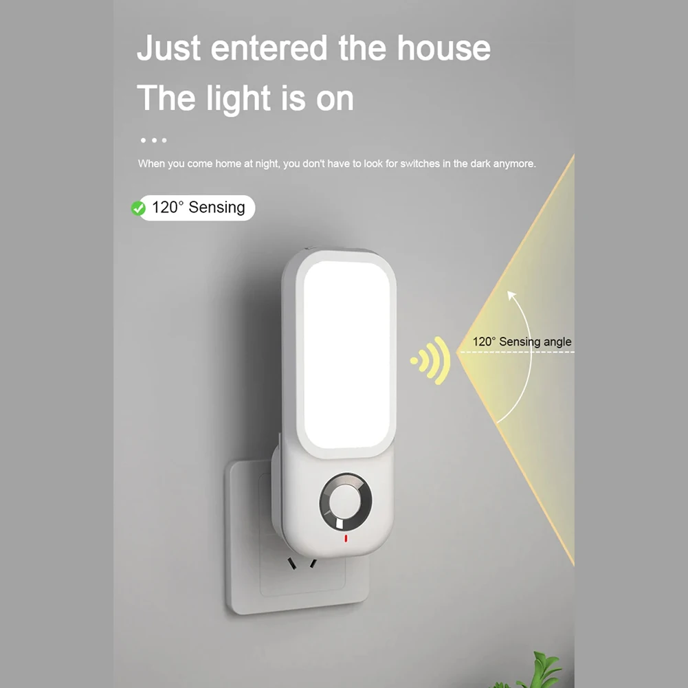 LED Motion Sensor Night Light Creative Home Sensor Wireless Charging Plug-In Light Sensor Flashlight For Bedroom Hallway