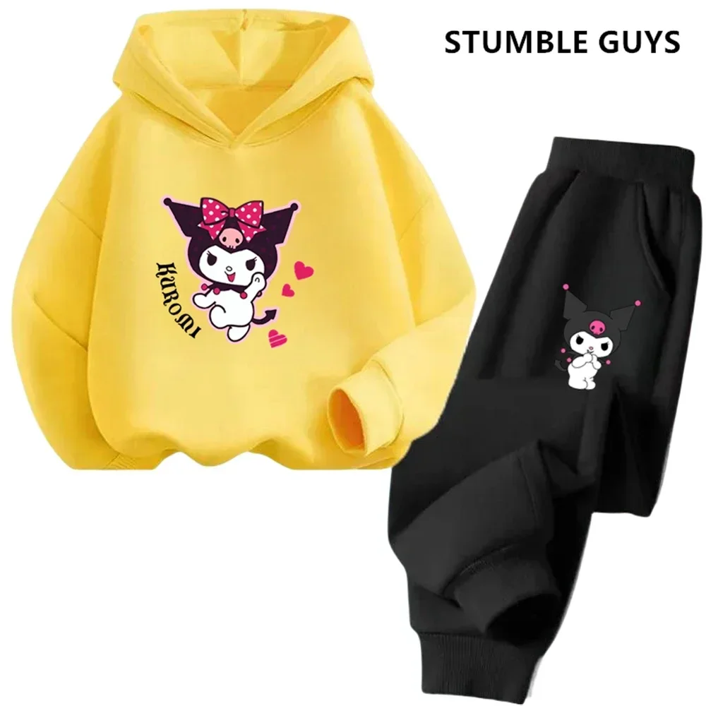 Kawaii Kuromi felpa con cappuccio Set bambini moda ragazzi abbigliamento autunno neonate vestiti gatto vestito bambini felpe con cappuccio bambino tuta Casual