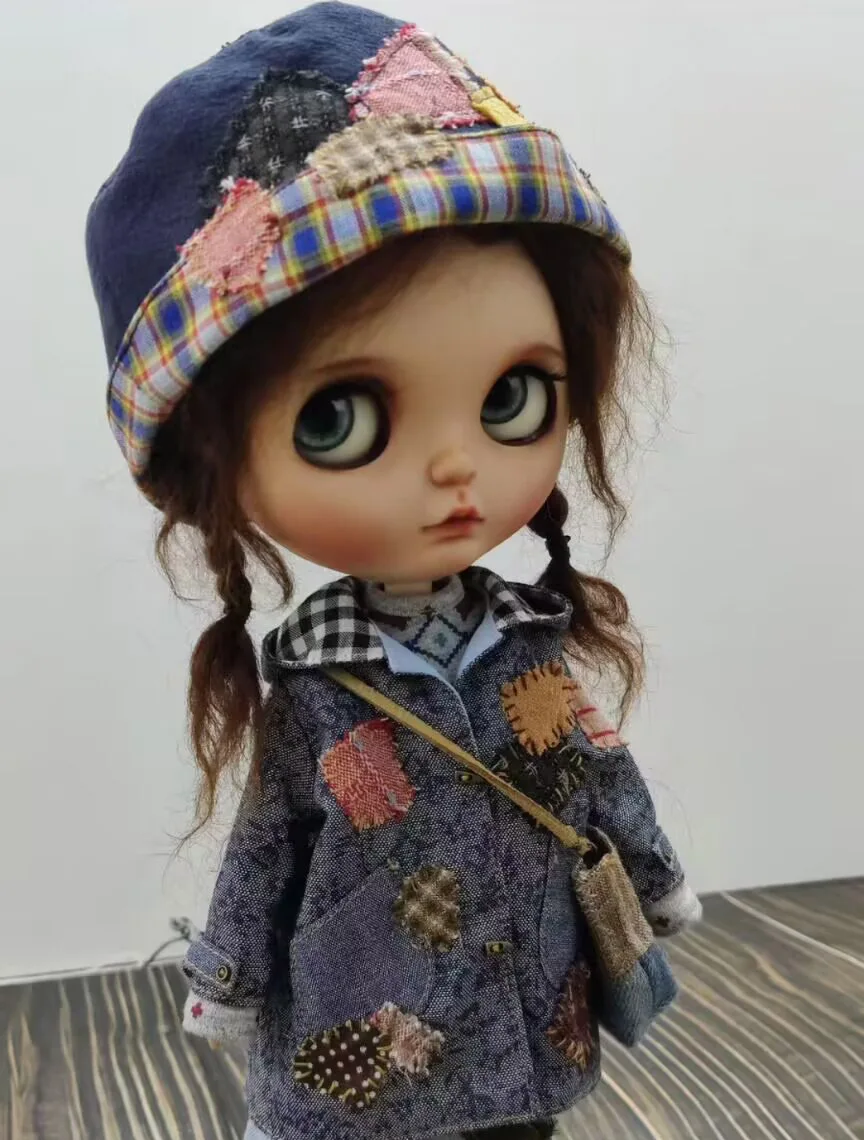 2024 Wandering Style vintage 5pcs Blythe  Hat, coat, top, pants, bag 1/6 30cm(Fit for azone,Pullip,Ob22/24/26, Licca)