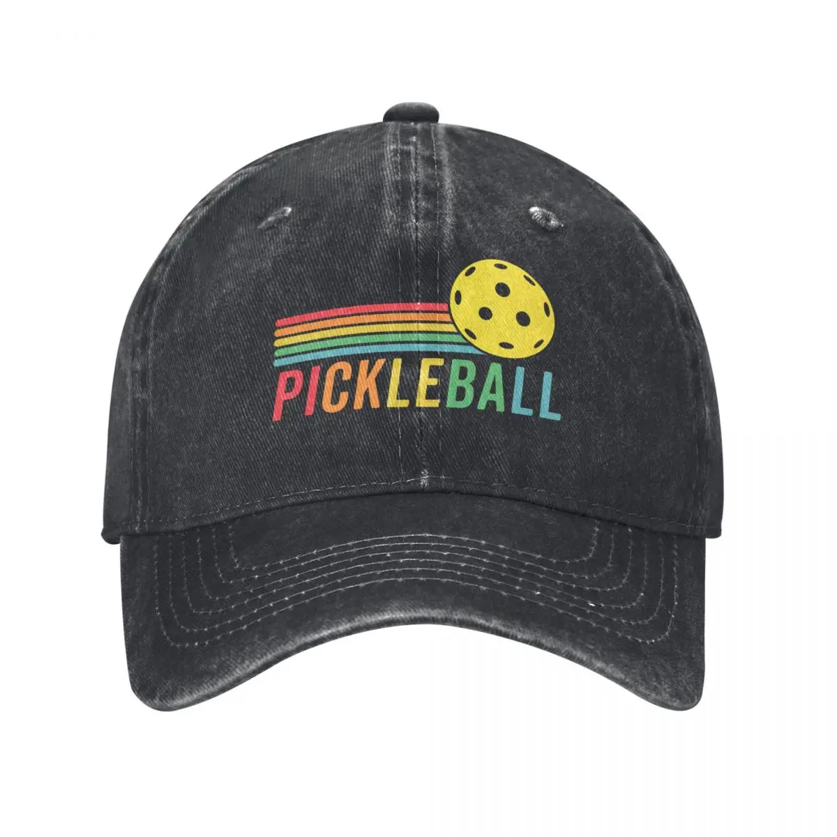 

Pickleball Retro Sunset Distressed Washed Casquette Baseball Caps Unisex Graphic Cowboy Spring Hats