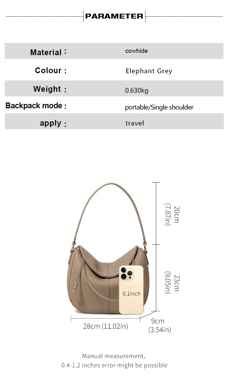 Damen-Umhängetasche aus echtem Leder, vielseitiges Design, hochwertiges Gefühl, einzelne Schultertasche, für Pendler, lässig, schlichtes Modell 2026 Tasche – Detail 4