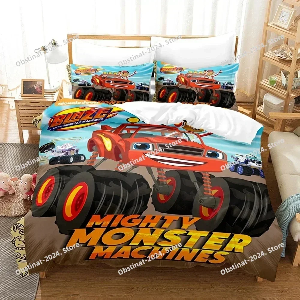 Blaze Cartoon Monster Machines Bedding Set Printed single Comforter Quilt Duvet Cover Pillow Case 3 Pieces Sets Kids Adult Size