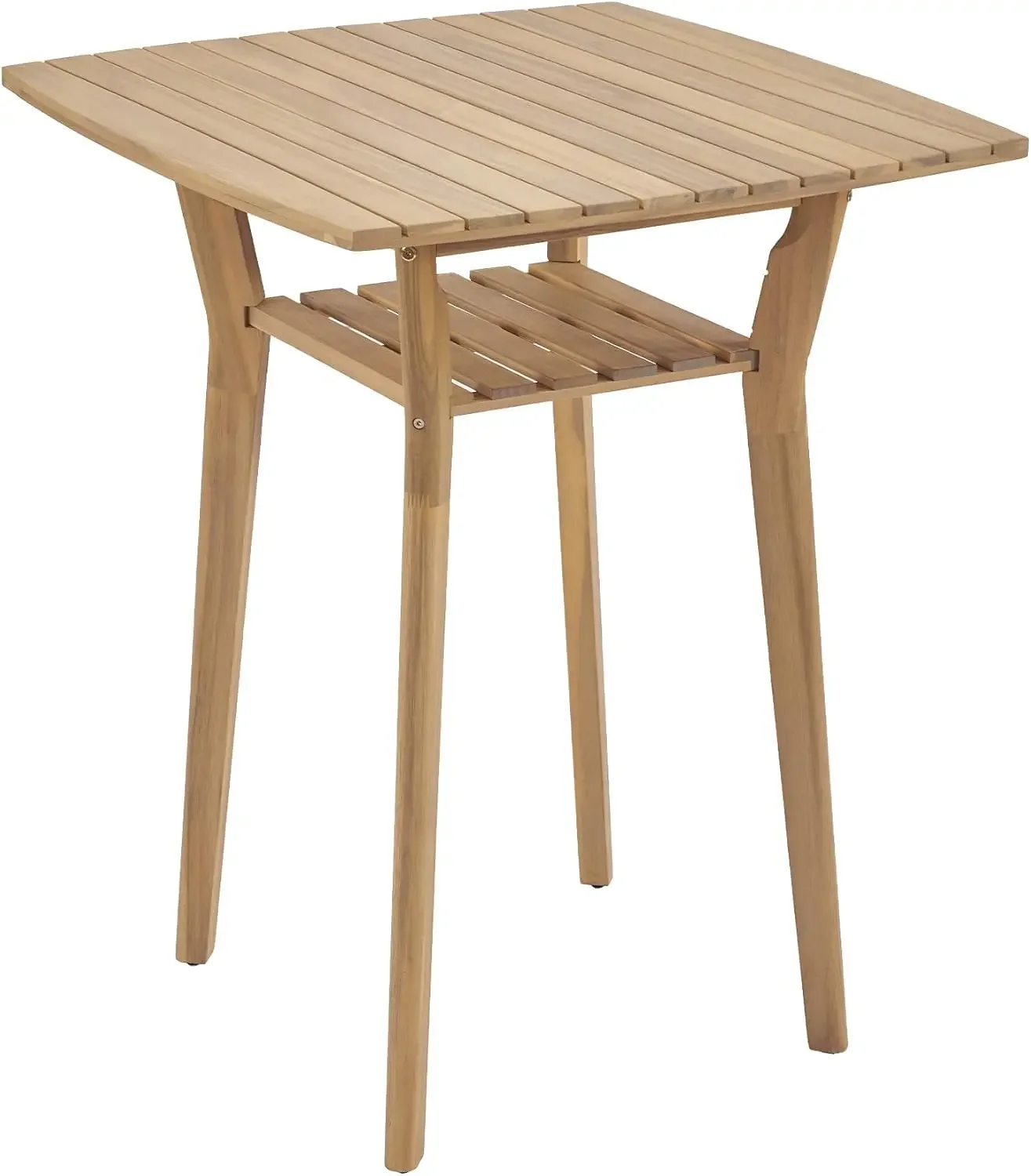 Outdoor Bar Table, Solid Acacia Wood Patio Bar Table, 39.5