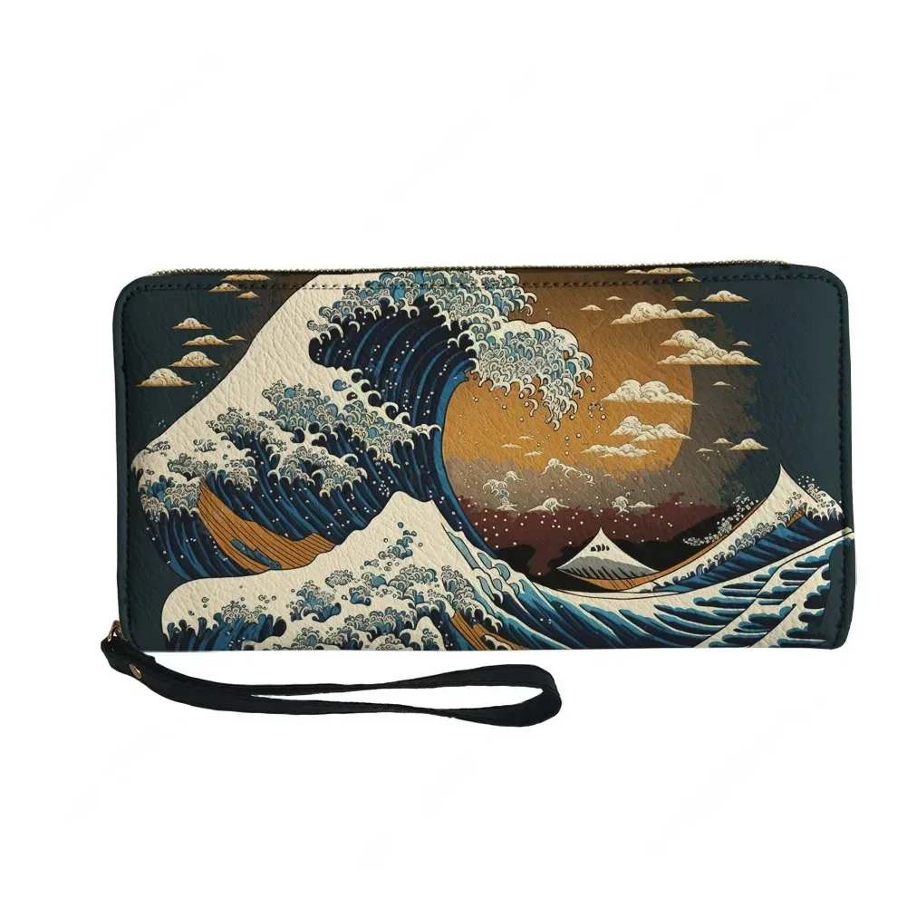 Catzilla Japanese Art Custom Wallet Purse Mens Womens Teenagers Zipper Long Wallets Double Print  Portable Wallet Gift Bag