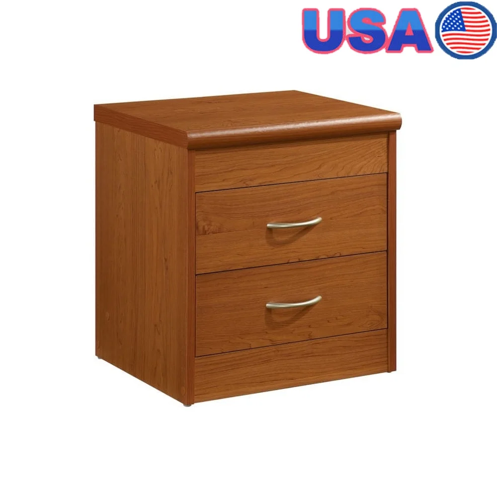 

2-Drawer Nightstand Wood Laminate Cherry Storage Furniture Lightweight Portable Bedside Organizer Bedroom Essentials