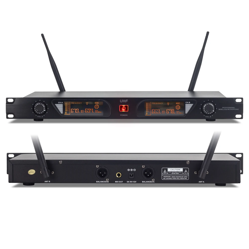 U-790S UHF Microfono wireless a doppio canale Spettacolo di metalli, riunioni in chiesa Canto, palmare, trasmissione a lunga distanza