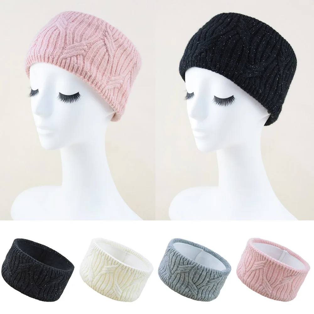 Warm Plush Thick Wool Knitting Sports Headband Winter Ear Protection Ear Warmer Women Thermal Insulation Cold proof Head Cover