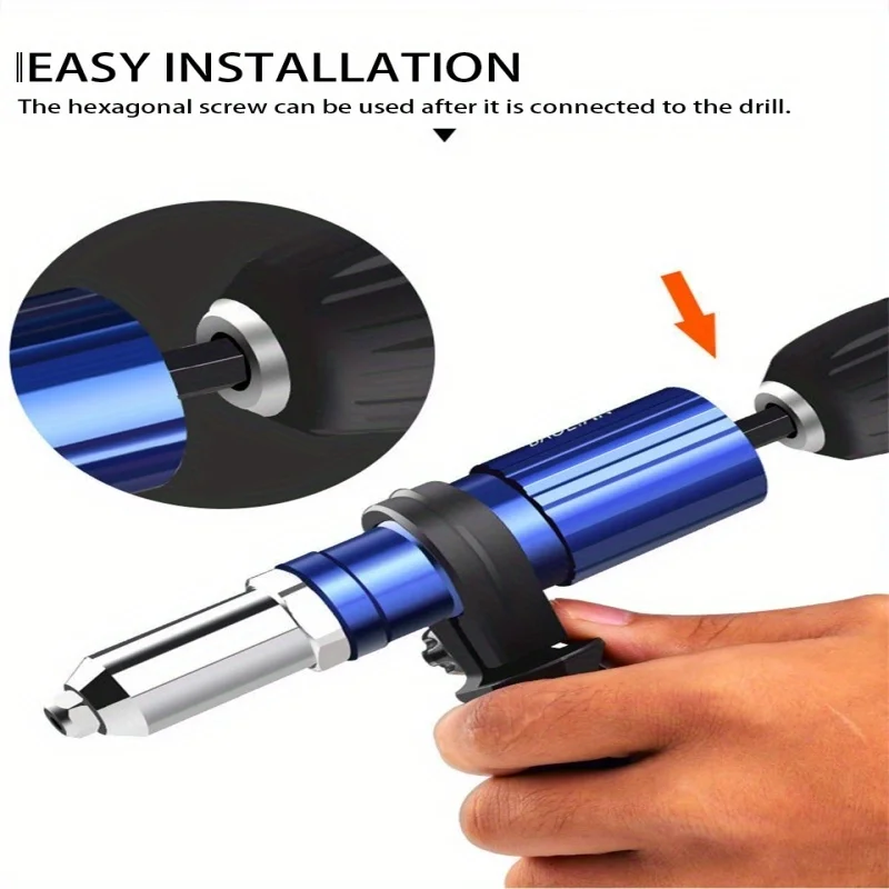 Electric Rivet Gun 2.4mm-4.8mm Rivet Nut Gun Drill Adapter Cordless Riveting Tool Insert Nut Pull Rivet Tool