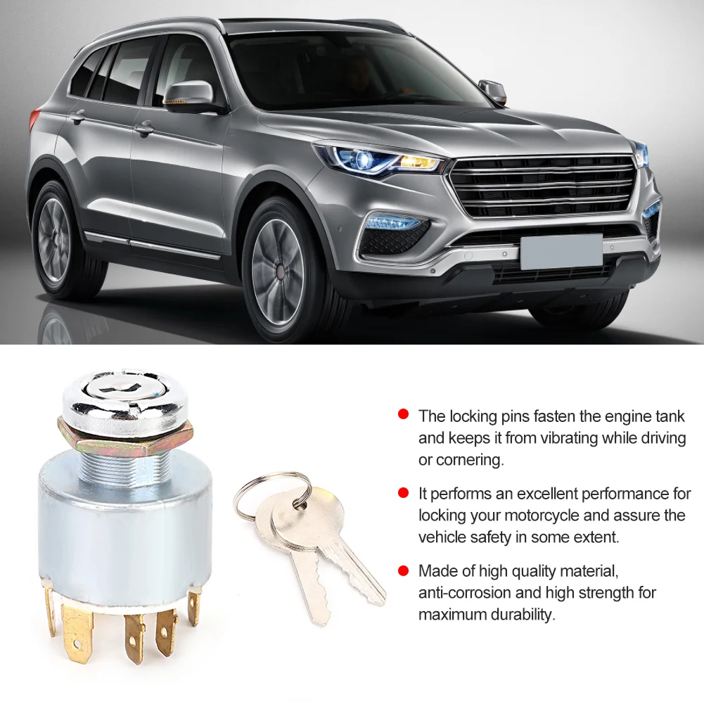 

12V 4 Position Ignition Lock with Keys Universal Ignition Switch for Car Motorcycle Boat ATV Scooter Lawn Mower