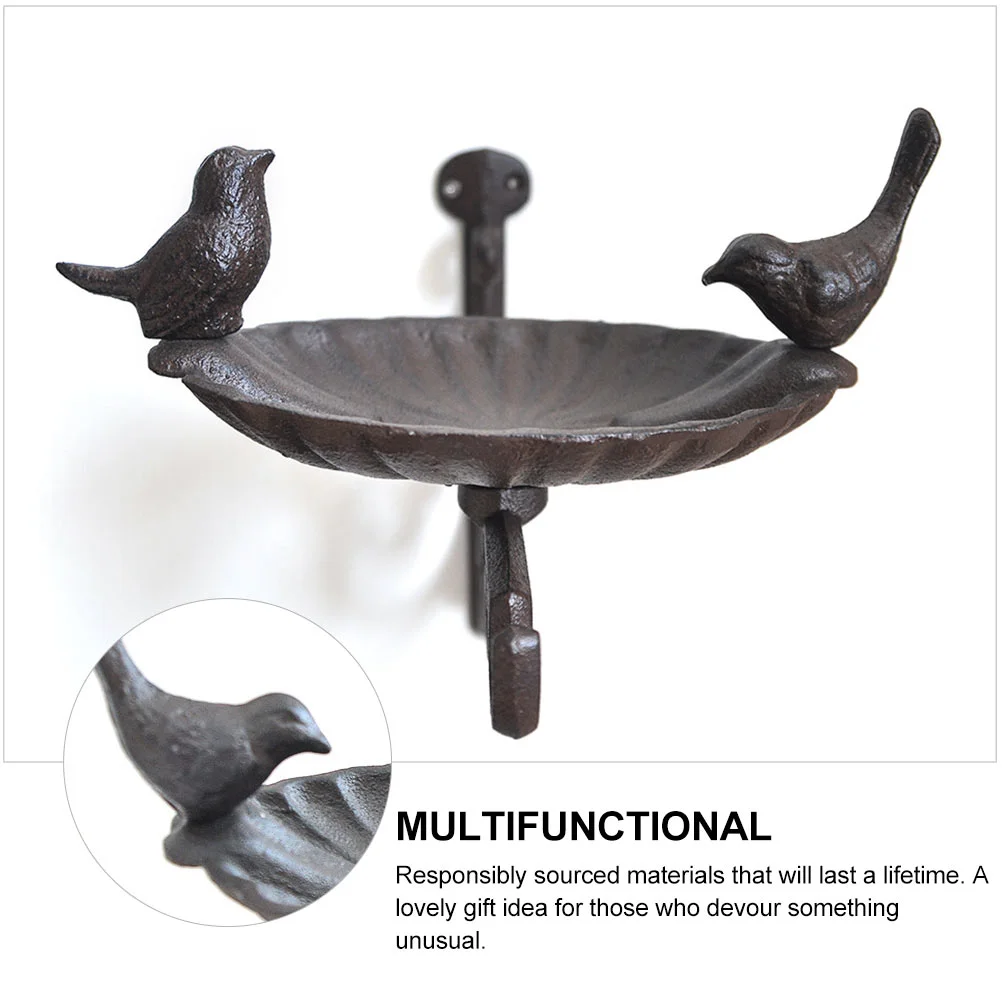 ติดผนังชามอาหารนกชั้นวางเสื้อผ้า Feeder เหล็กแขวนตะกร้า Wrought MINI Birdbath ถาด