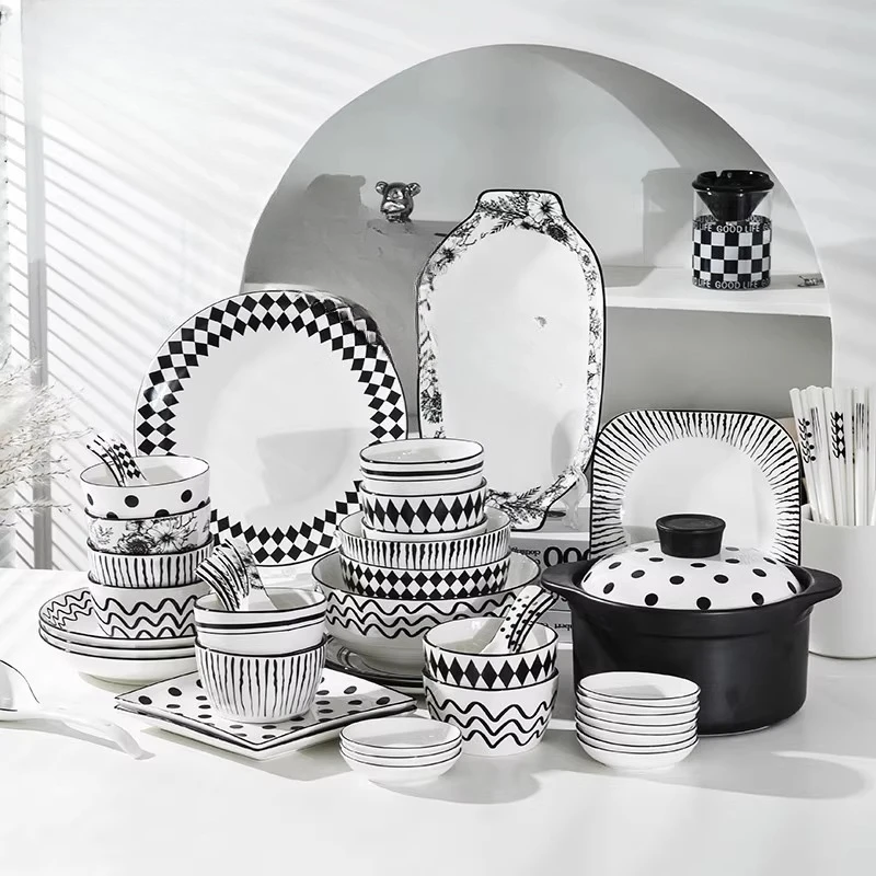

Dishes and dishes set, home 2022 new Internet celebrity bowls and plates, creative French housewarming tableware