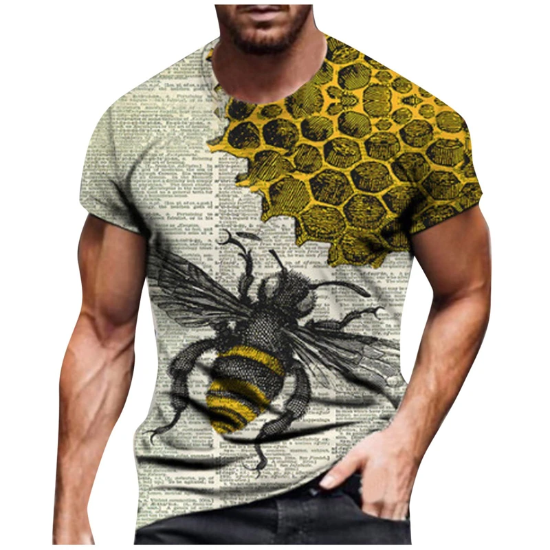 New Fashion Honey Bee 3D Print Funny T Shirts Men\'s And Women\'s Clothing Summer Short Sleeve T-Shirt Unisex Streetwear Tops Tees