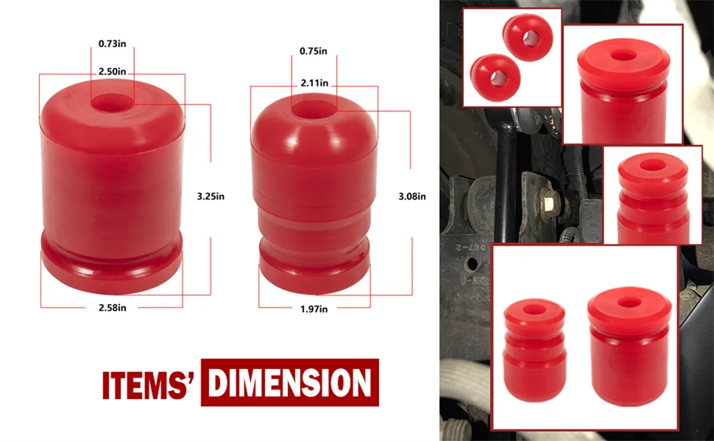 Anx 1-1/2 & 1-1/2 Polyurethan-Stoßdämpfer-Kit vorne hinten für Jeep Wrangler JK JKU 2013-2017 inklusive Front-und Heck anschlag – Detail 11