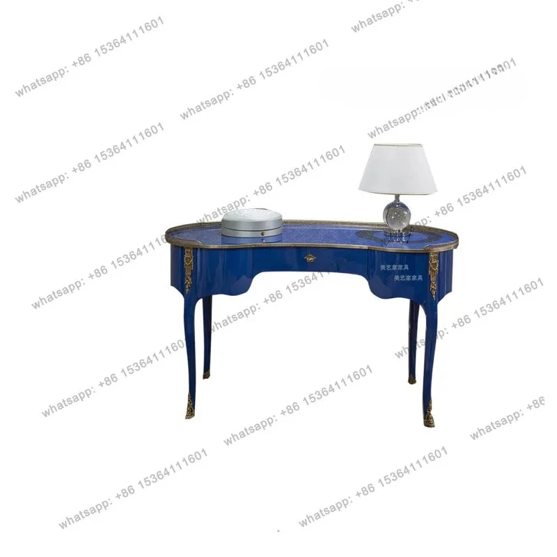 

Villa solid wood arc desk European neoclassical study writing desk French engraved