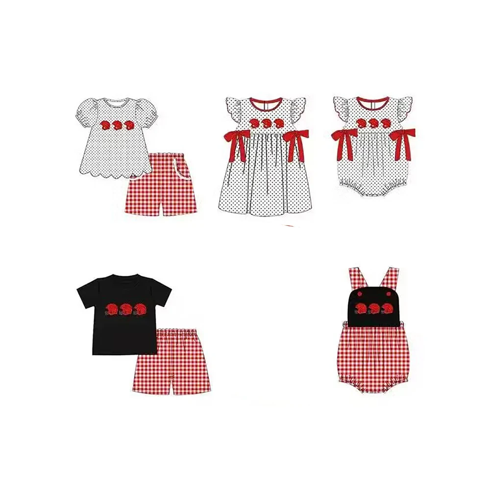 Children Clothes Helmet Pattern Boys Girls Boutique Short Sets Summer Girls Dresses Baby Rompers