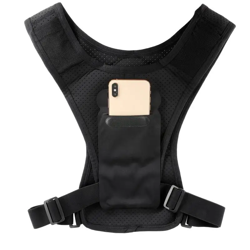 Universal Reflective Cycling Vests Breathable Running Phone Holder Vest Hike Night Riding Pack Outdoor Safty Warning Equipment