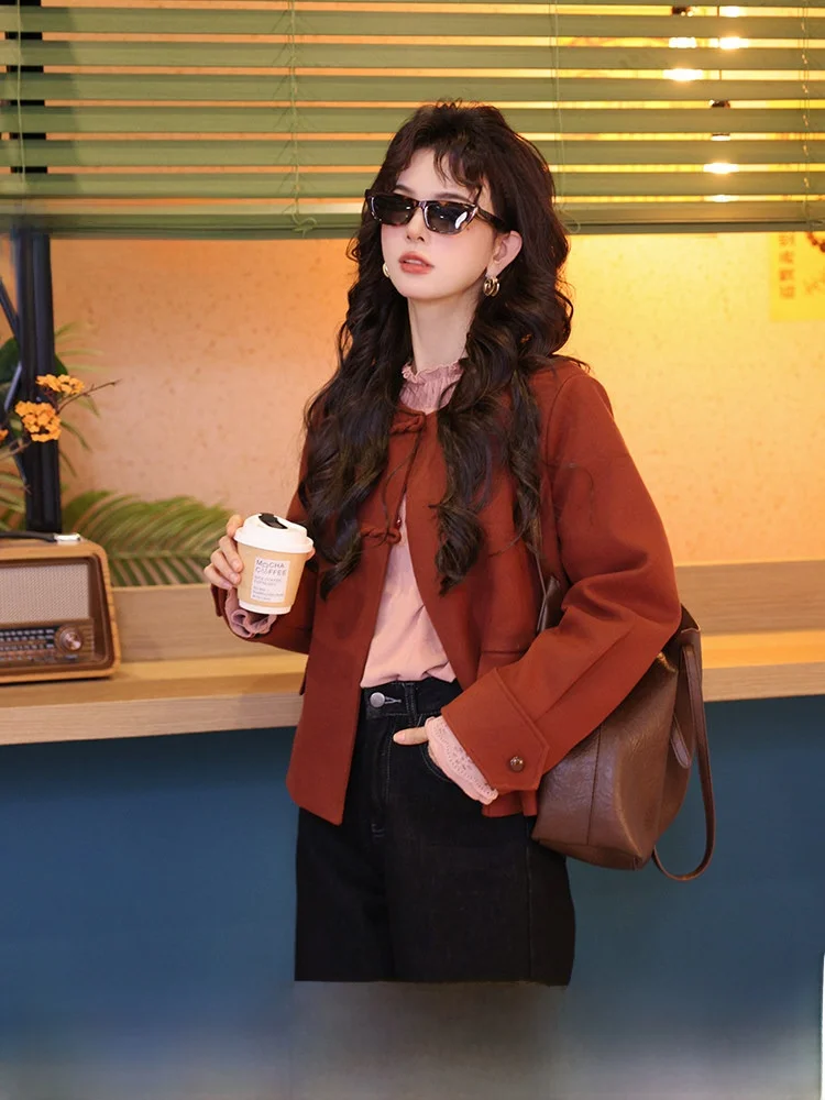 

Шерстяное пальто в стиле ретро «Хонконг» от Chen Jiajie, женское, осенне-зимнее, повседневное, модная верхняя одежда