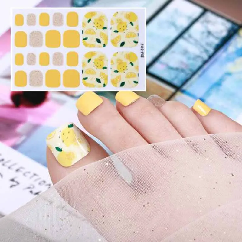 Summer Beach Toenail Stickers Waterproof Safe Self Adhesive Cute Toe Nail Wrap Tips Stickers DIY Foot Beauty Decoration Decals