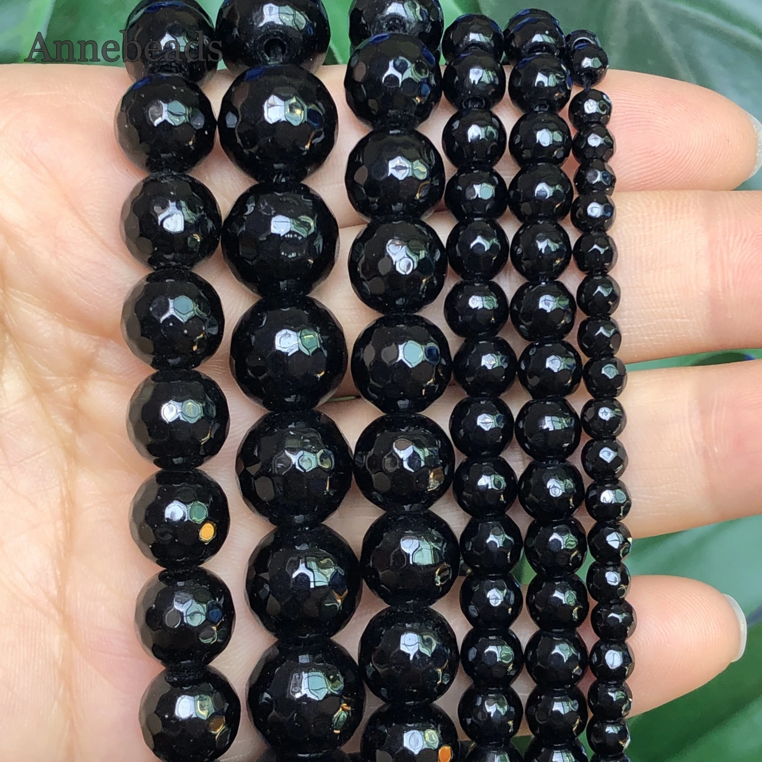 Natural Stone Faceted Black Jades Round Loose Spacer Beads For Jewelry Making 4/6/8/10mm DIY Bracelet Necklaces 15