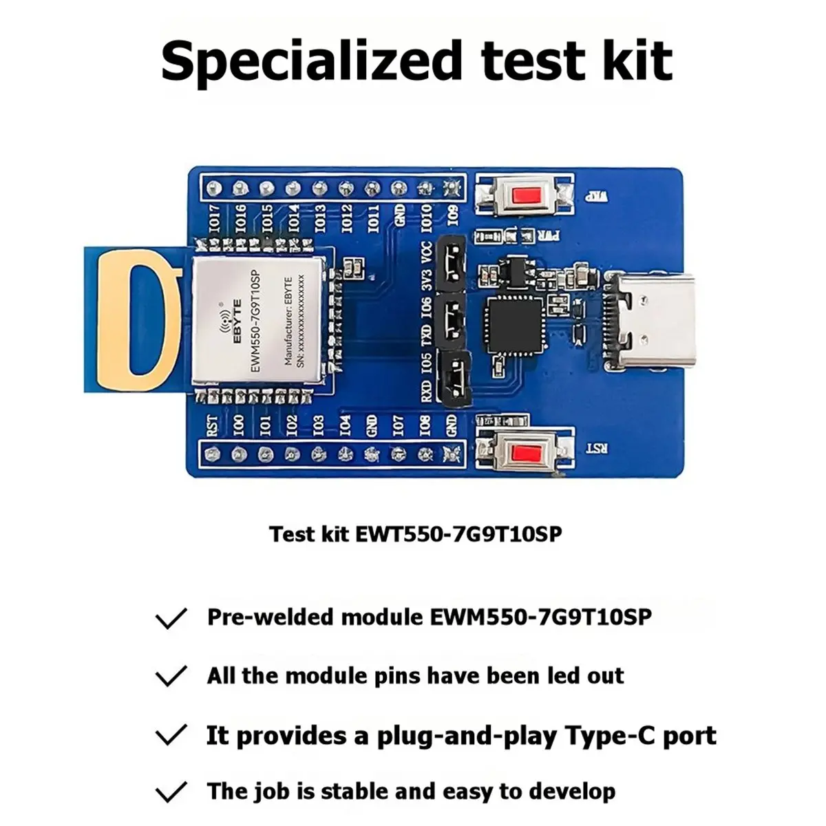 SWXF  EWM550-7G9T10SP Test Kit MK8000 UWB Module Ultra-Wideband Wireless Ranging Positioning with USB Cable