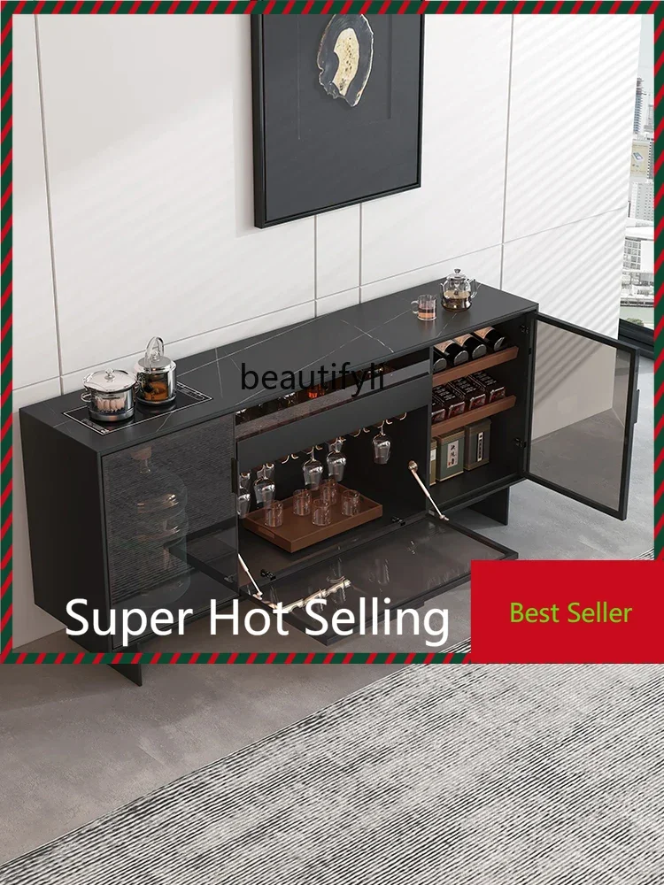 

M71 Stone Plate Sideboard Cabinet Office Tea Cabinet Kettle Integrated Water Bar Glass Wine Cabinet Living Room with Light Machi