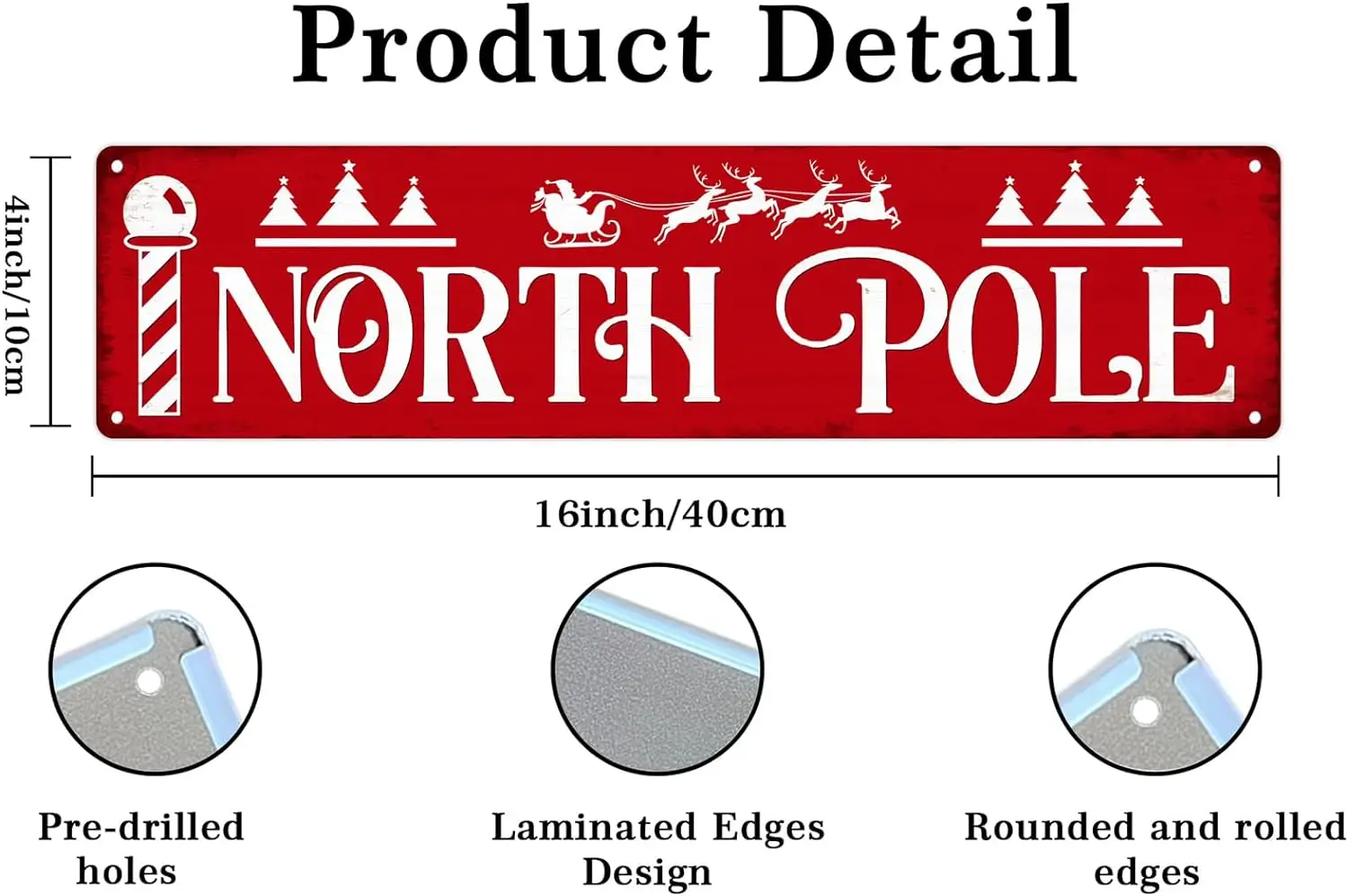 North Pole Metal Tin Sign Street Metal Tin Sign Christmas Plaque Sign Vintage Wall Decoration Home Bar Kitchen Cafe Bar Farmhous