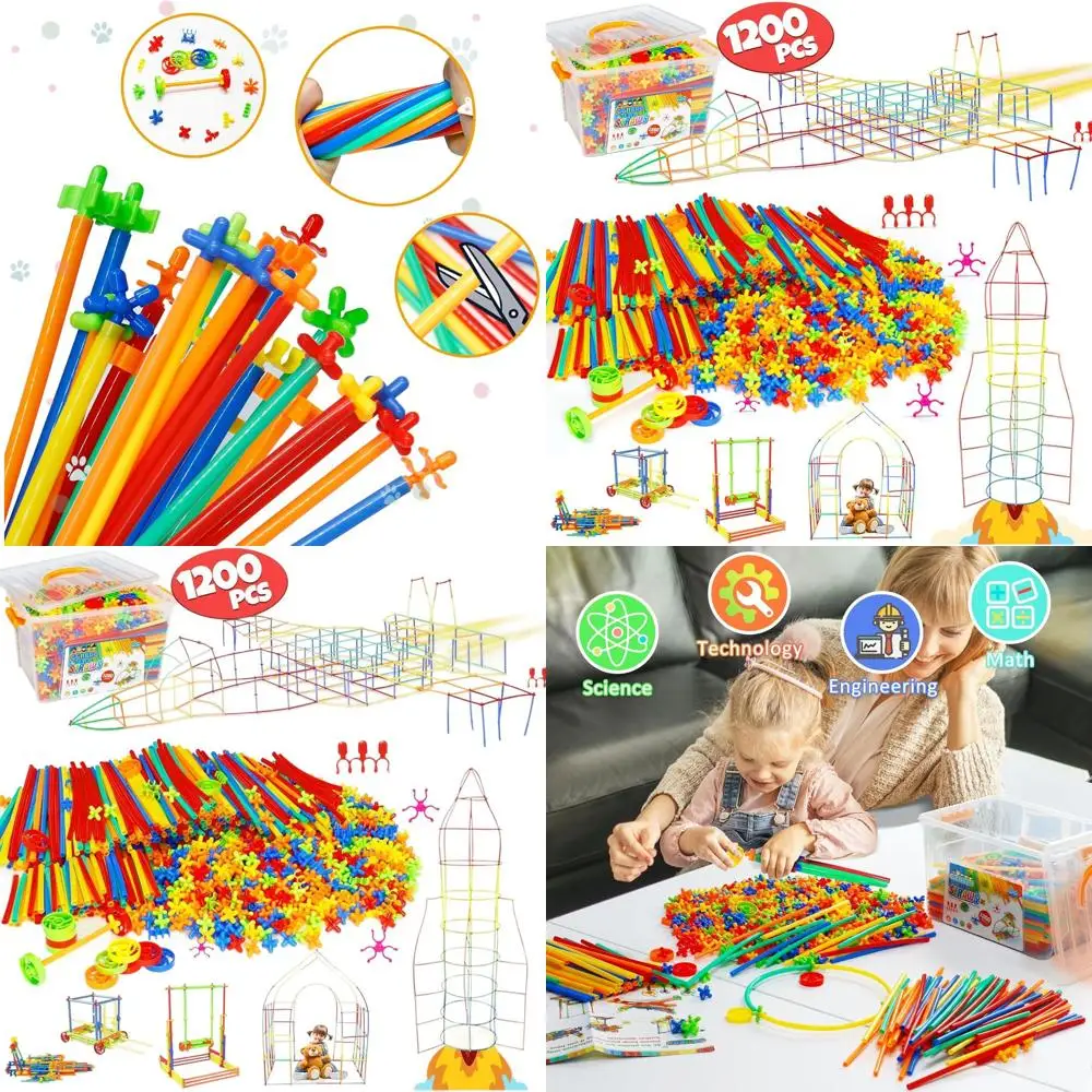 STEM Set di blocchi di costruzione in plastica ad incastro da 1200 pezzi per bambini dai 3 ai 8 anni in su, giocattolo educativo di ingegneria per l'aula e il gioco
