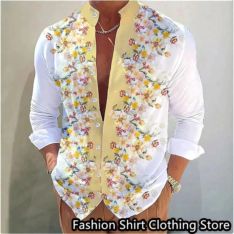 Men\'s shirt casual long -sleeved shirt 3D printed high -definition pattern shirt daily shopping fashion designer oversized size