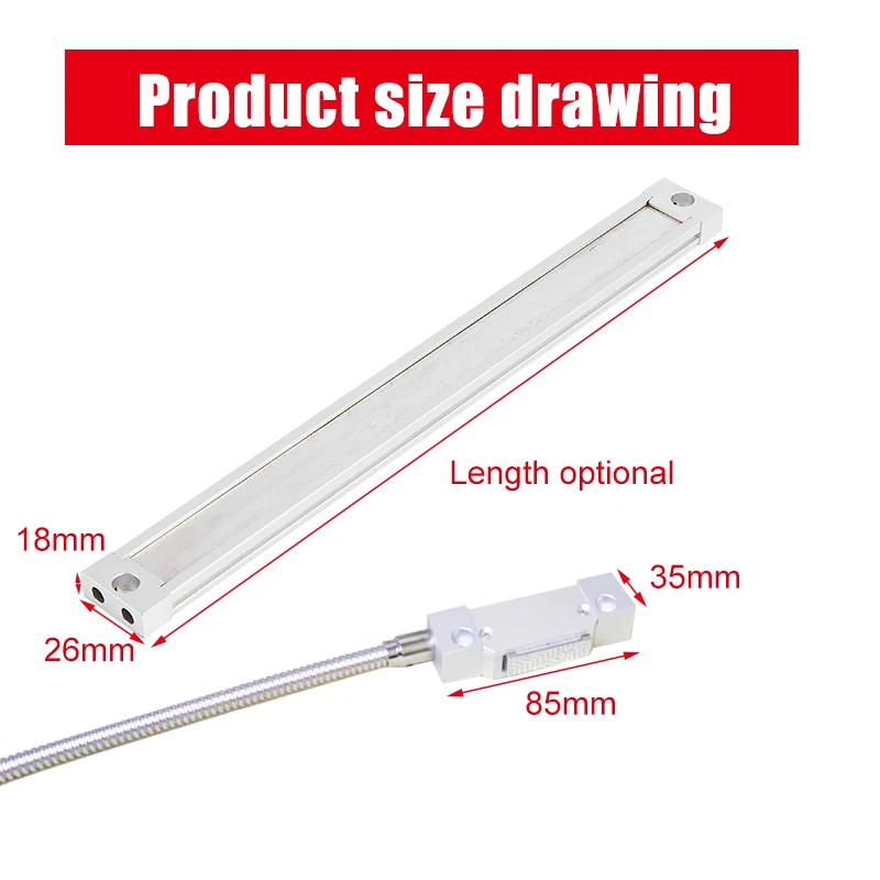 Sensore a nastro in scala magnetica testa del lettore in lega di alluminio sensore di spostamento lineare risoluzione 0.005mm TTL con striscia