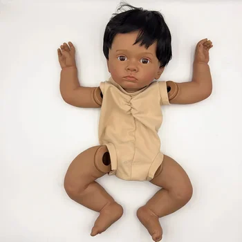 24 inch reborn doll kit Tutti painted doll kit unfinished doll parts with hand rooted hair dark skin lifelike muñeca kit reborn