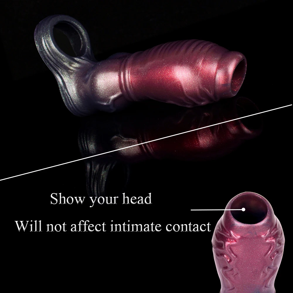 ORALSX Silicone Dog Knot Penis Sleeve With Anti-drop Ring Dildo Girth Extender Device Fantasy Sex Toys For Adult Men Pleasure